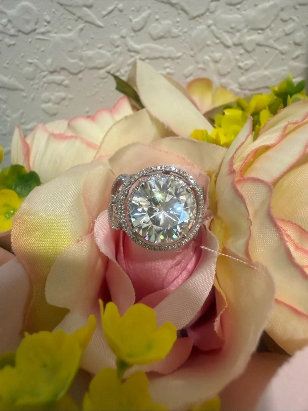 IGI 3.91ct  Round Cut F VS1 Lab Grown Set In A Semi-Mount Natural DIAMOND 14K WG